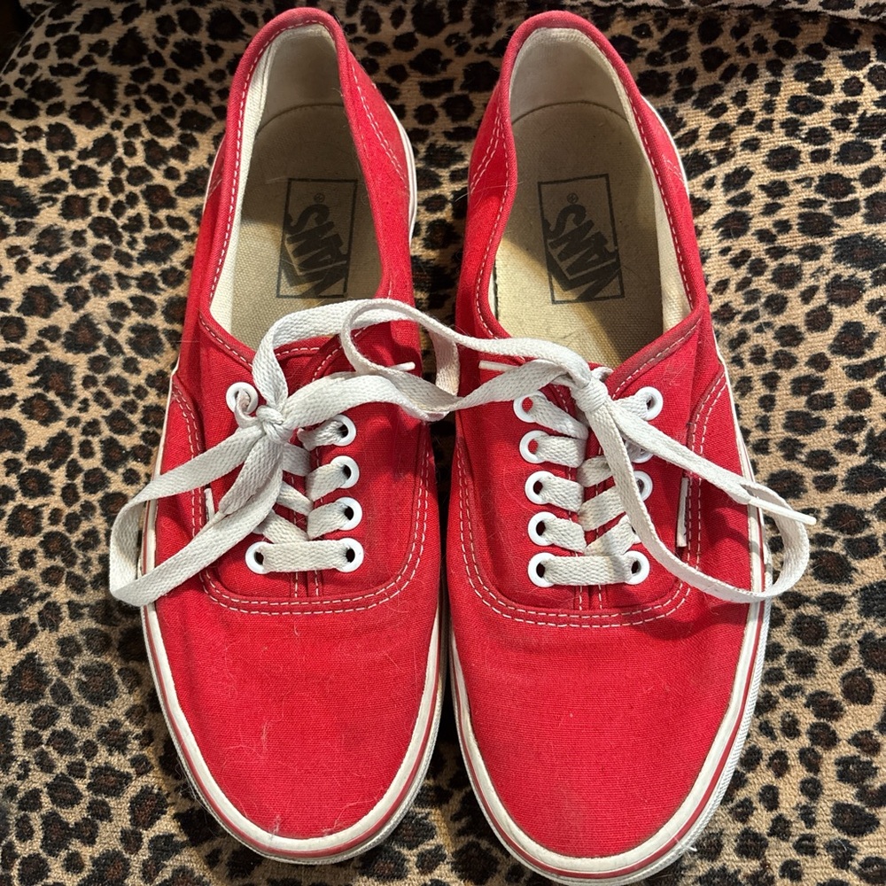 Vans Red Canvas Lace-Up Sneakers